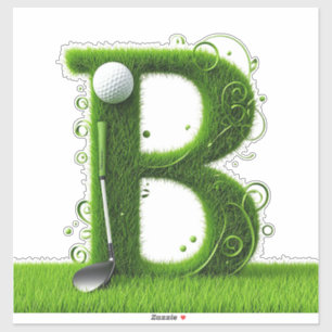 Gras-Buchstabe-Golf-Thema mit Bällen und Schlägern Aufkleber
