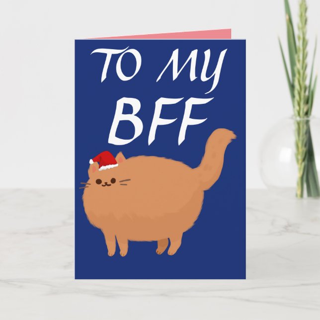 GRAS CAT MEILLEUR AMI BFF CARTES DE NOËL (Devant)