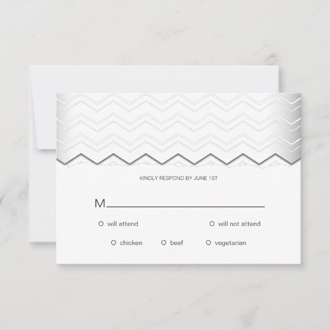 Gras Chevron Argent sur blanc RSVP (Devant)