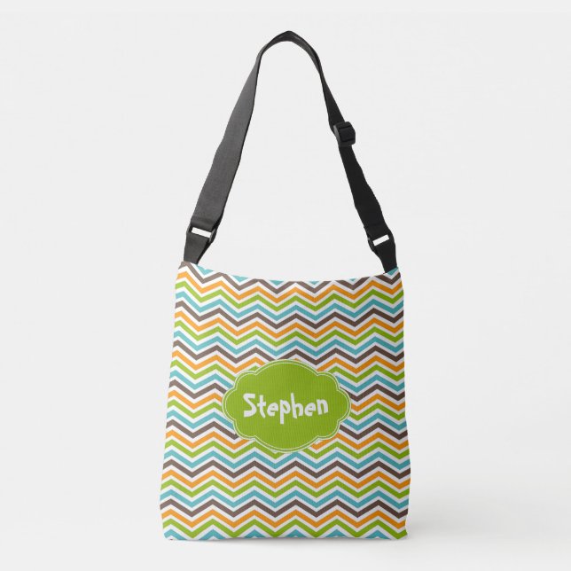 Gras Chevron Stripes Customisé Ajouter un nom Sac (Devant)