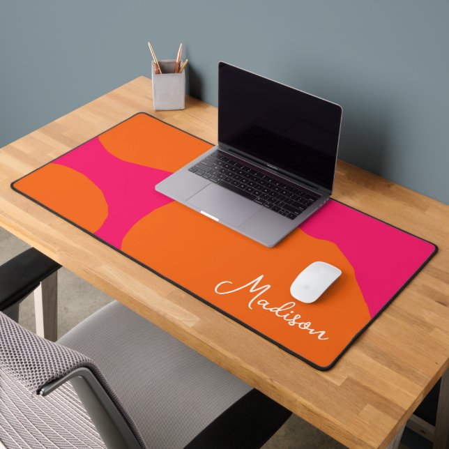 Gras et brillant rose et orange avec nom (Bureau 2)