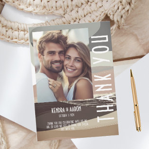 Gras et Edgy Brown Olive Mariage Carte de remercie