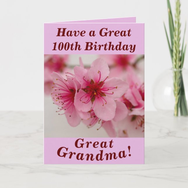 Gras Floral 100e carte d'anniversaire pour grand g (Devant)