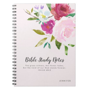 Gras Floral Personnalisé Carnet d'étude de la Bibl