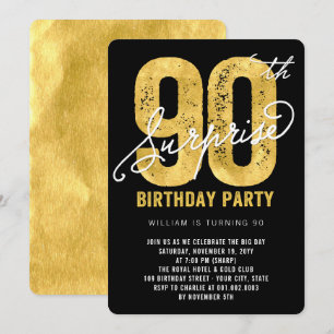 Gras Gold Foil Surprise 90e Invitation de la fête
