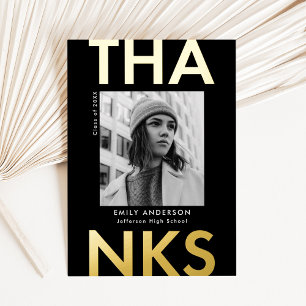 Gras Grad Gold Foil Carte de remerciements de grad