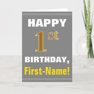 Gras, Gris, Faux Gold 1er anniversaire avec carte 