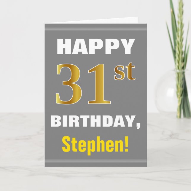 Gras, Gris, Faux Gold 31e anniversaire avec carte  (Devant)