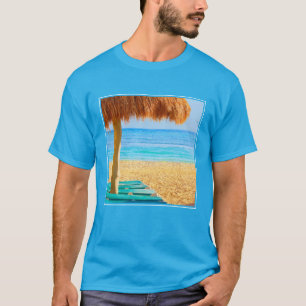 Gras-Hütte u. Nichtstuer auf Strand T-Shirt