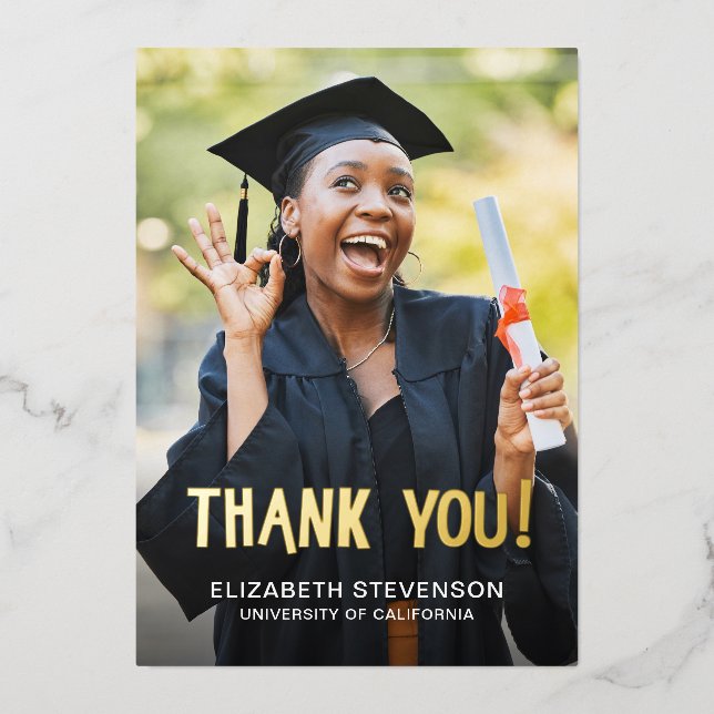 Gras moderne Graduation 2 carte de remerciements p (Recto)