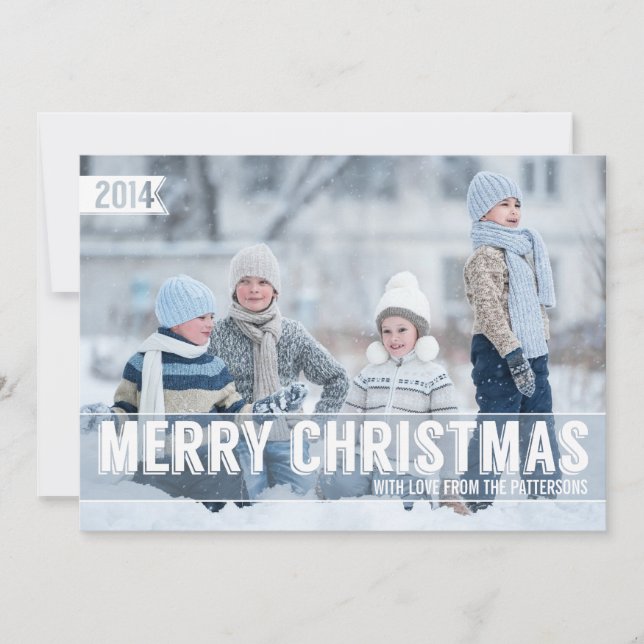 Gras moderne Joyeux Noël Grand Carte photo (Devant)