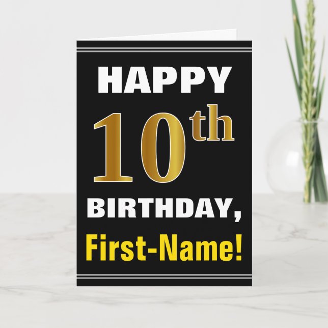 Gras, Noir, Faux Or 10e anniversaire avec carte de (Devant)