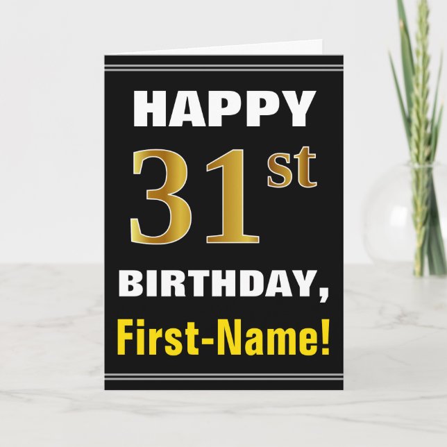 Gras, Noir, Faux Or 31e anniversaire avec carte de (Devant)