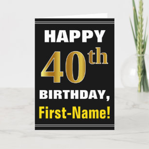 Gras, Noir, Faux Or 40e anniversaire avec carte de