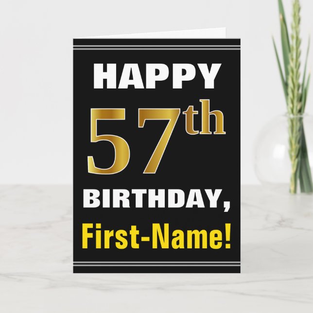 Gras, Noir, Faux Or 57e anniversaire avec carte de (Devant)