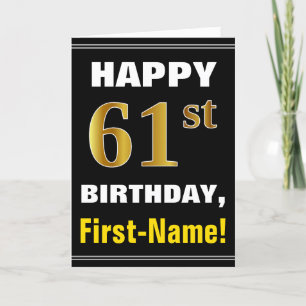 Gras, Noir, Faux Or 61e anniversaire avec carte de
