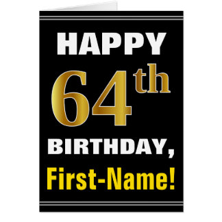 Gras, Noir, Faux Or 64e anniversaire avec carte de