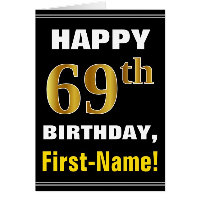 Gras, Noir, Faux Or 69e anniversaire avec carte de (Devant)
