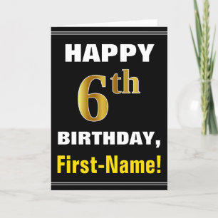 Gras, Noir, Faux Or 6ème anniversaire avec carte d