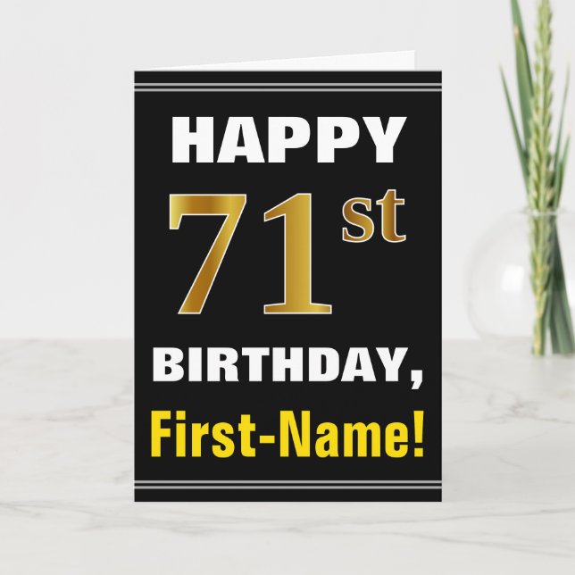 Gras, Noir, Faux Or 71e anniversaire avec carte de (Devant)
