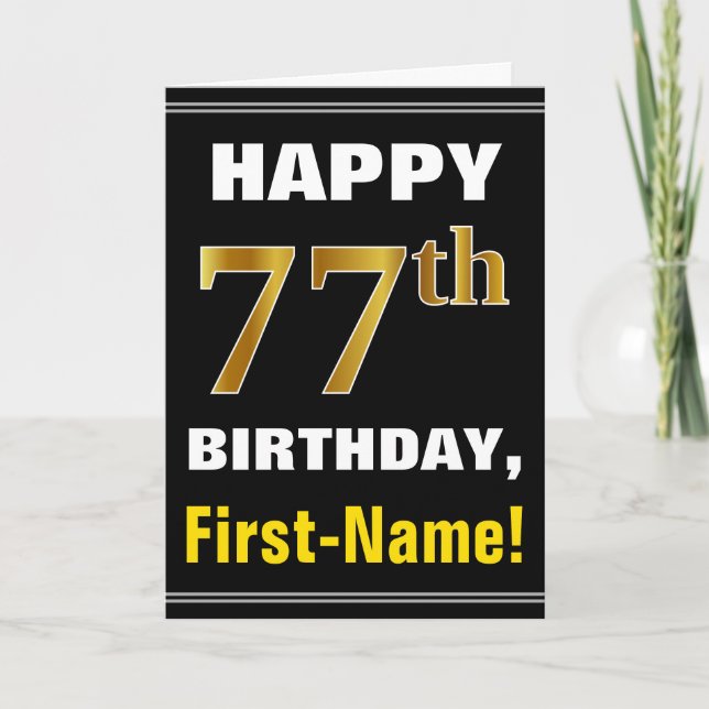 Gras, Noir, Faux Or 77e anniversaire avec carte de (Devant)
