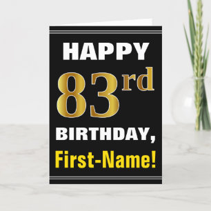 Gras, Noir, Faux Or 83e anniversaire avec carte de