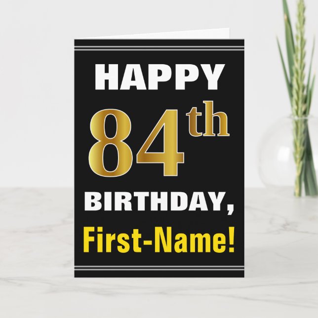 Gras, Noir, Faux Or 84e anniversaire avec carte de (Devant)