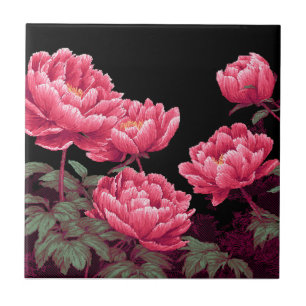 Gras Peonies Rétro Carreaux En Céramique Pour Entr