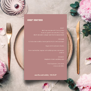 Gras Rose Dusty Simple Simple Custom Wedding Menu