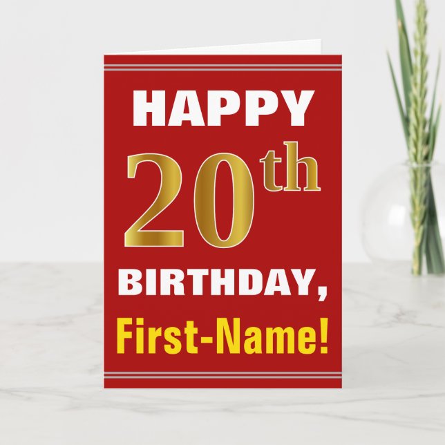 Gras, Rouge, Faux Gold 20e anniversaire avec carte (Devant)