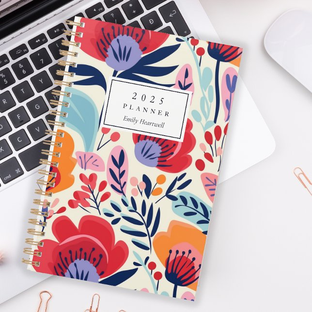 Gras rouge orange motif floral personnalisé 2025 (Créateur téléchargé)