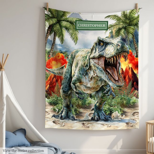 Gras T-Rex Dinosaur Couverture Nom personnalisé po (Bold T-Rex Dinosaur Blanket Custom Name for Boys)