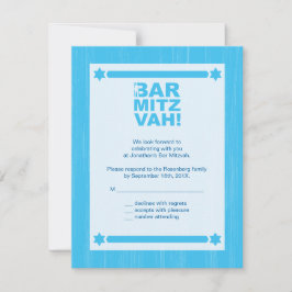 Gras Type Barre Mitzvah Carte de réponse en bleu c
