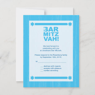 Gras Type Barre Mitzvah Carte de réponse en bleu c