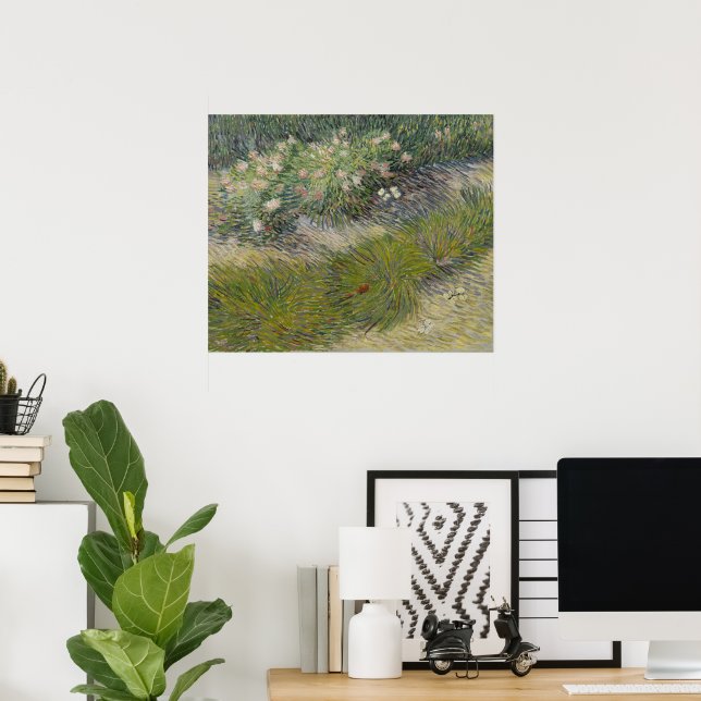 Gras und Schmetterlinge von Vincent van Gogh Poster (Heimbüro)