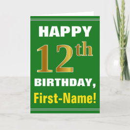 Gras, Vert, Faux Gold 12e anniversaire avec carte 