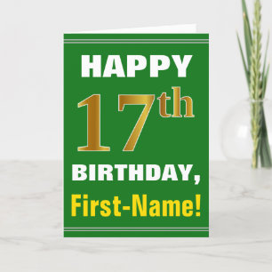 Gras, Vert, Faux Gold 17e anniversaire avec carte 