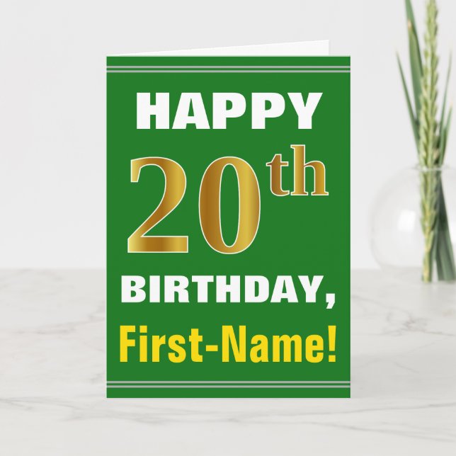 Gras, Vert, Faux Gold 20e anniversaire avec carte  (Devant)