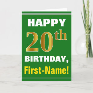 Gras, Vert, Faux Gold 20e anniversaire avec carte 