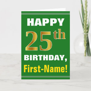 Gras, Vert, Faux Gold 25e anniversaire avec carte 