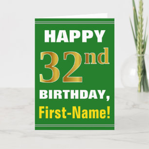 Gras, Vert, Faux Gold 32e anniversaire avec carte 