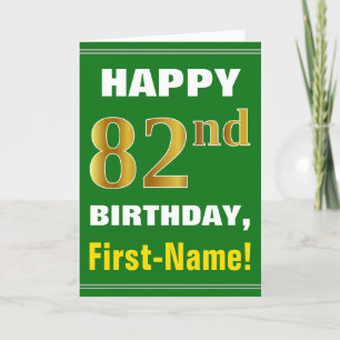 Gras, Vert, Faux Gold 82e anniversaire avec carte 