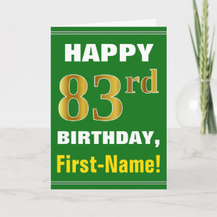 Gras, Vert, Faux Gold 83e anniversaire avec carte 