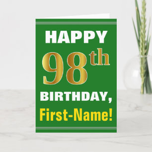 Gras, Vert, Faux Gold 98e anniversaire avec carte 