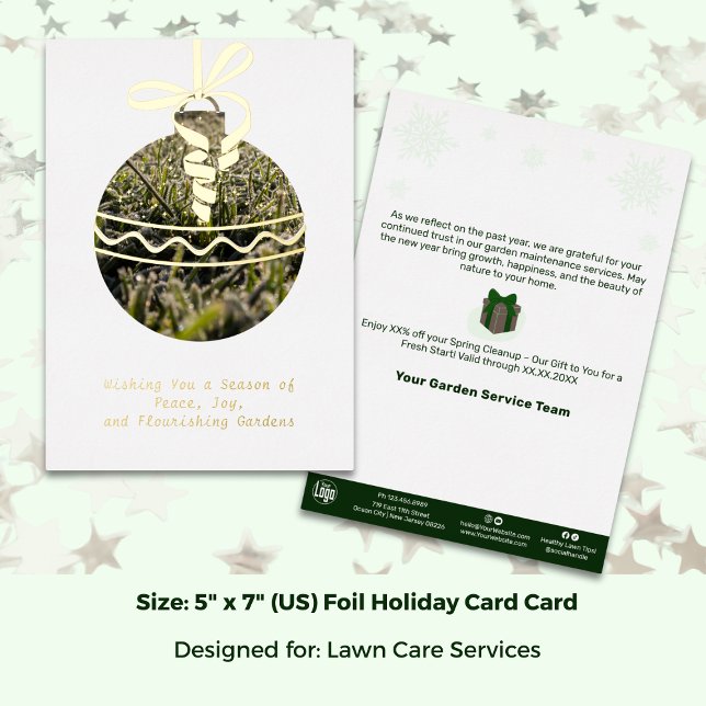 Gras Weihnachtsbaum Ornament Foil Holiday Card Folieneinladung (Grass Christmas Tree Ornament Foil Holiday Card; Size: 5 x 7 Inch)