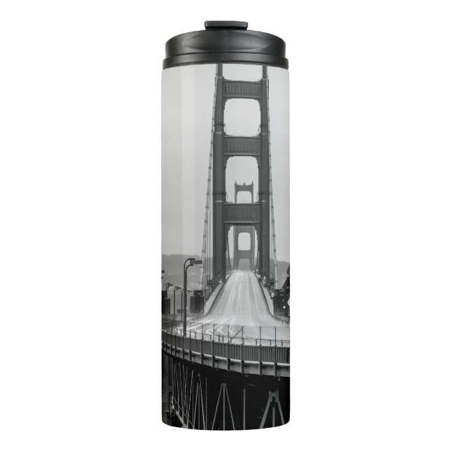 GRASCALE FOTOGRAFIE DER KABELBRÜCKE THERMOSBECHER (Vorderseite)