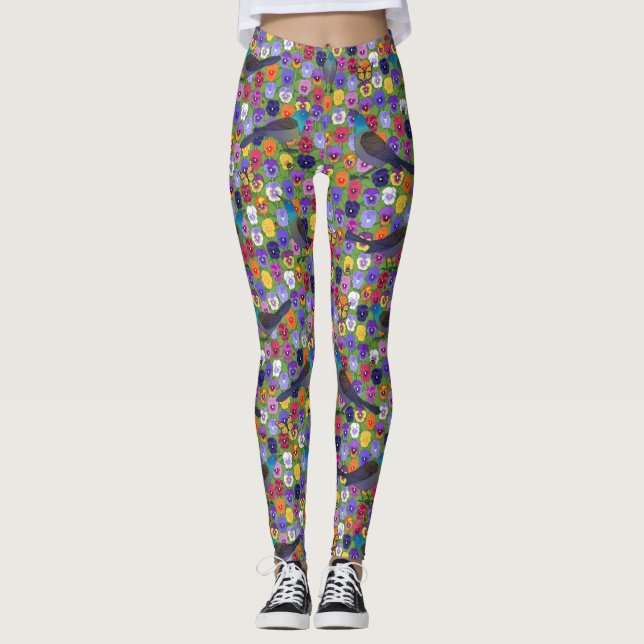 Gräser und Stiefmütterchen Leggings (Vorderseite)