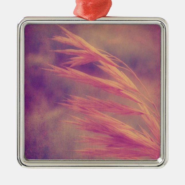 Grasfutter Lila Haze Digitale Kunst Silbernes Ornament (Vorne)