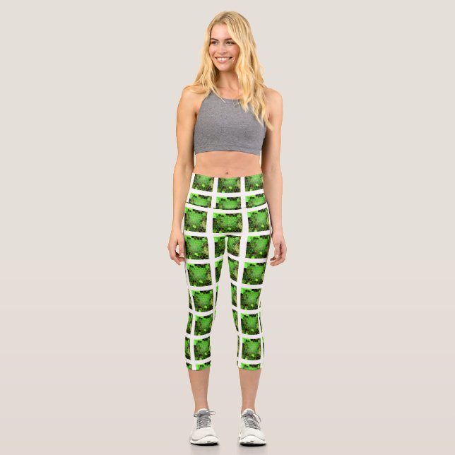 Grasgrün Capri Leggings (Vorderseite)