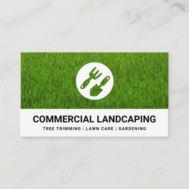 Grashintergrund | Gartenwerkzeuge Visitenkarte (Vorderseite)